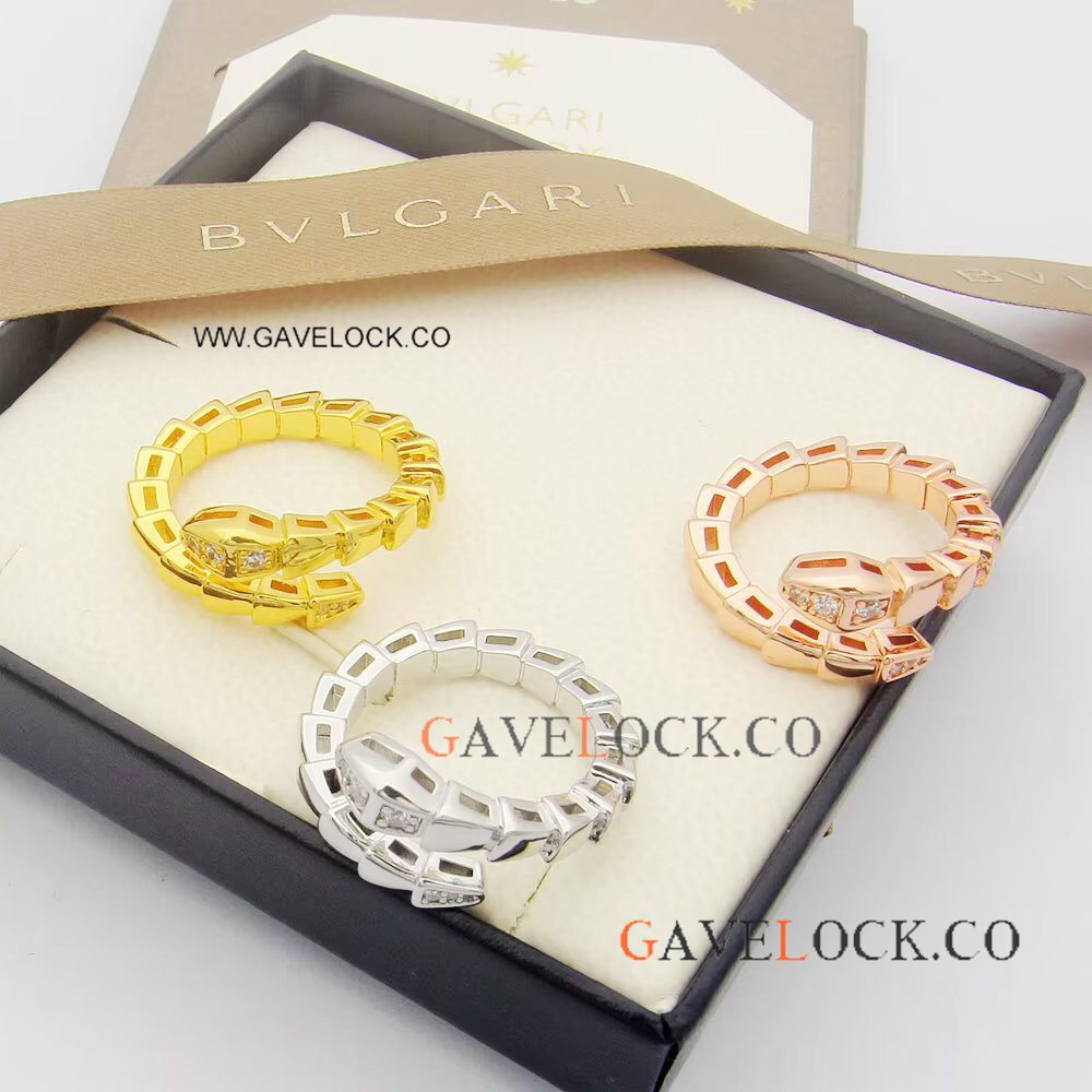 Copy Bvlg@ri Serpenti viper Ring Snake Ring with Half Diamonds